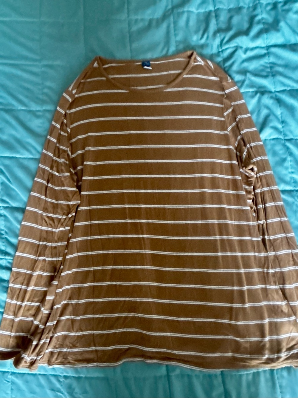 Old Navy Brown and White Striped Long Sleeve Top